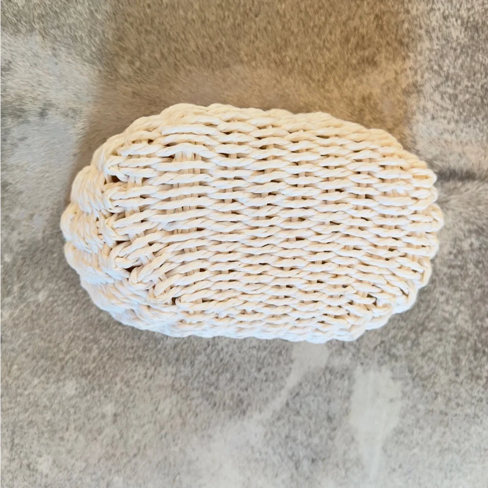 9”x5” Shabby Chic White Basket Home Decor Storage & Organization *soft not stiff